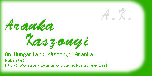 aranka kaszonyi business card